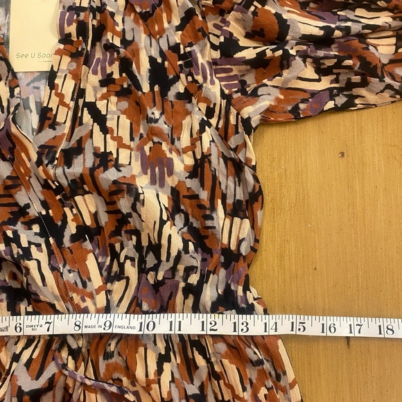 Women’s Maxi Long Sleeve Brown Black Cream Purple Dress New medium - Picture 9 of 16